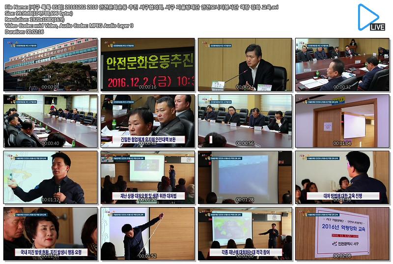 [서구 톡톡 85회] 20161202 2016 안전문화운동 추진 서구협의회, 서구 자율방재단 안전모니터봉사단 역량 강화 교육 사진